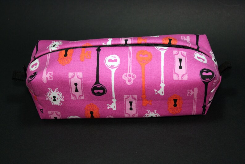 Boxy Makeup Bag Halloween Keys and Keyholes on Fuchsia Etsy