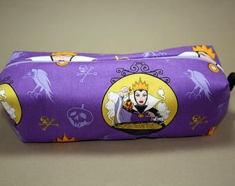 Boxy Makeup Bag - Disney's Evil Queen Print Zipper - Pencil Pouch - Snow White and the Seven Dwarfs