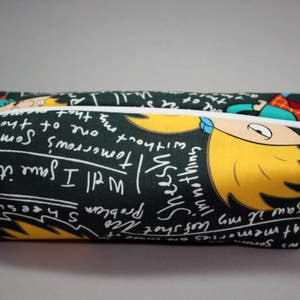 Boxy Makeup Bag Nickelodeon's Hey Arnold Chalkboard Print Zipper Pencil Pouch image 4