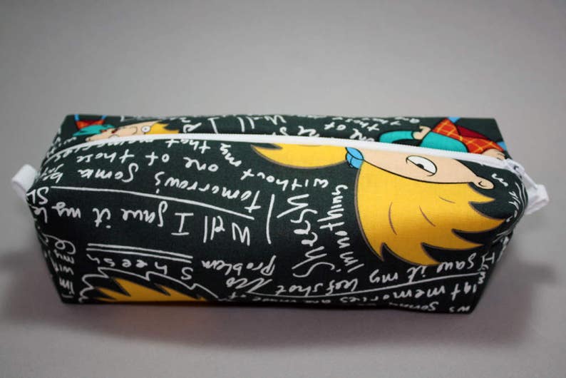 Boxy Makeup Bag Nickelodeon's Hey Arnold Chalkboard Print Zipper Pencil Pouch image 4