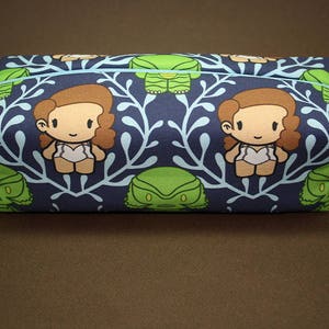 Boxy Makeup Bag- Creature and Kay Damask Print Zipper- Pencil Pouch - Creature from the Black Lagoon, Universal Studios, Classic Creatures