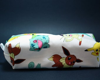 Boxy Makeup Bag - Pokemon Gotta Catch 'em All Wonderful White Zipper - Pencil Pouch