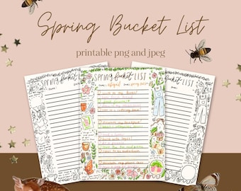 Spring bucket list*cozy springcoloring page*aesthetic spring art*aesthetic coloring page*aesthetic bucket list*spring list*printable