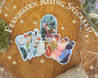 Fernhaven Rising sticker collection*pack of three stickers*book stickers*fox stickers*The Fernshade Chronicles stickers*handdrawn stickers