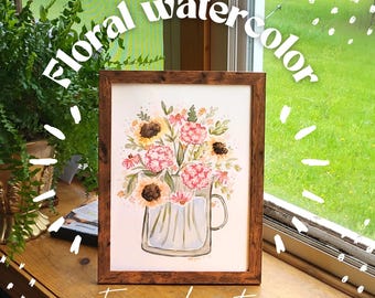 watercolor flower bouquet art*watercolor art*watercolor flower painting*watercolor painting*cottagecore watercolor art*cottagecore art*