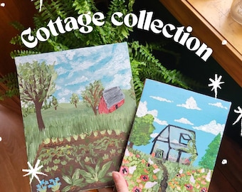 Cottagecore paintings*original painting*garden art*landscape painting*garden landscape*acrylic garden art*cottage paintings*flower art