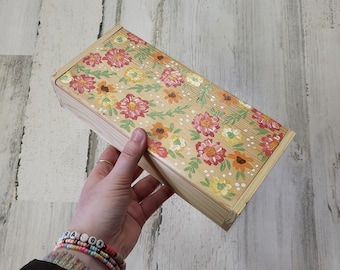 Floral wooden box*floral jewlery box*handpainted pencil box*wooden box for storage*handpainted box*acrylic floral box for jewelry*art