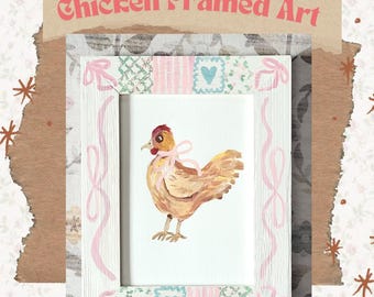 Acrylic chicken painting*painted frame art*cottagecore art*cozy painting*chicken wall art*farmhouse decor*farm painting*chicken art