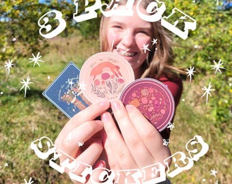 3 pack stickers* aesthetic stickers*adventurer stickers*flower lover stickers*unique stickers for girls*pretty stickers*