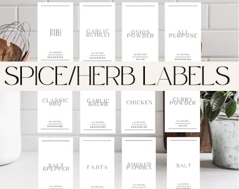 May include: White spice and herb labels with black text. Labels include "Biri", "Garlic & Chilli", "Onion Powder", "All Purpose", "Classic BBQ", "Garlic Herb", "Chicken", "Curry Powder", "Salt & Pepper", "Fajita", "Smoked Paprika", and "Salt".