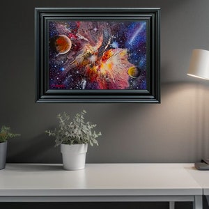 Cosmic Galaxy Acrylic Painting on canvas/ Wall Art/ Fluid Art painting/ Abstract art/ mixed media piece/ Original painting