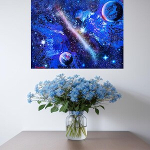 Cosmic Galaxy Acrylic Painting on canvas/ Wall Art/ Fluid Art painting/ Abstract art/ mixed media piece/ Original painting