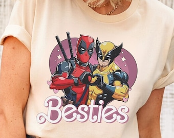 Cute Deadpool Wolverine Besties Shirt, Wolverine Deadpool Movie Shirt, Superhero Best Friends Shirt, Deadpool Fan Shirt,Disney Superhero Tee