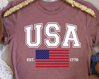 Retro USA Est 1776 Shirts, USA Flag Shirt, Patriotic Shirt, American Flag Shirt, American Shirt, Est1776 Shirts, 4th of July Tshirts