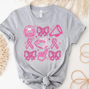 Pink Bow Breast Cancer Shirt, Pink Ribbon Sweatshirt, Neon Football Pink Out Shirt, Breast Cancer Bow Shirt,Sports Mom TeeTackle Cancer Tee image 5