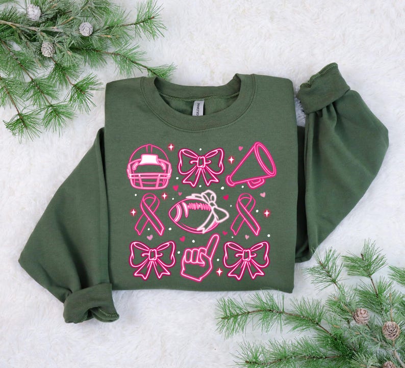 Pink Bow Breast Cancer Shirt, Pink Ribbon Sweatshirt, Neon Football Pink Out Shirt, Breast Cancer Bow Shirt,Sports Mom TeeTackle Cancer Tee image 7
