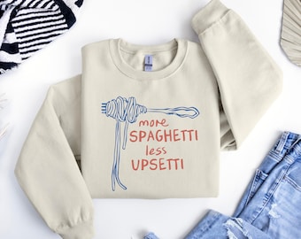More Spaghetti Less Upsetti Shirt, Funny Pasta Shirt, Pasta Shirt, Pasta Lover Shirt, Retro Graphic Shirt, Food Humor Tee, Spaghetti Shirt