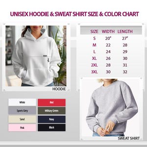 a women's hoodie and sweat shirt size chart