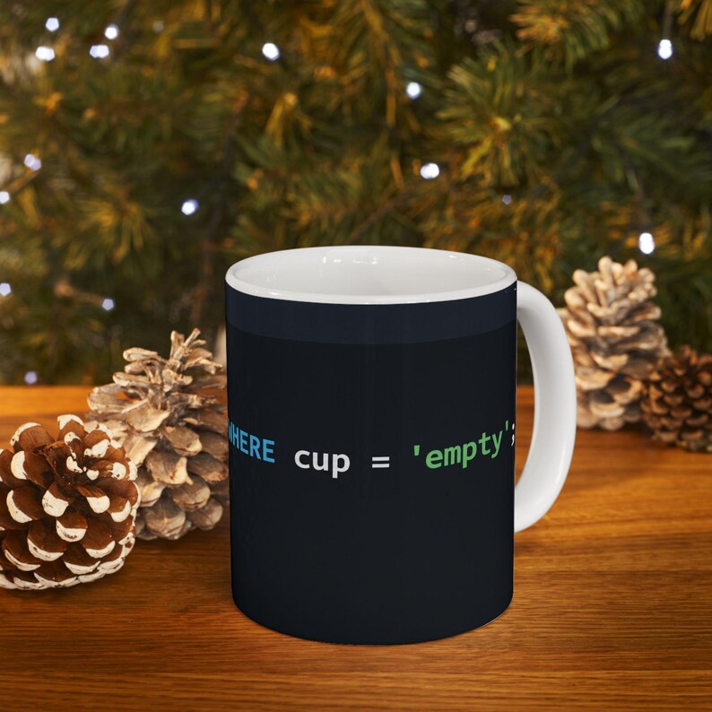 Taza con diseño de código SQL / Humor para programadores, taza de café de cerámica brillante imagen 9