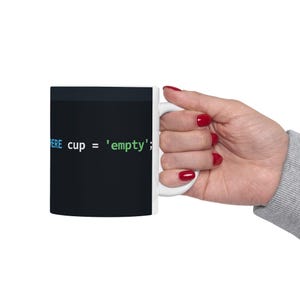 Taza con diseño de código SQL / Humor para programadores, taza de café de cerámica brillante imagen 10