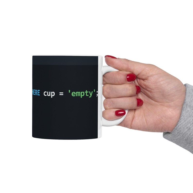 Taza con diseño de código SQL / Humor para programadores, taza de café de cerámica brillante imagen 10