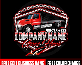 Trucking Logo Design, 3D Tow Trucking Logo Design, Towing truck logo, Truck Business Sign, Towing Logo, Truck Trailer, Towing Chain Svg