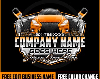 Car Painting Logo with Spray Gun, Car Wash Business Logo, Auto Detailing Logo, Automotive Logo, Auto Repair Logo,Car Mechanic Detailing Logo