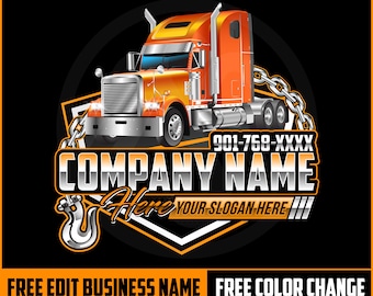 18 Wheeler Logo, Semi Truck Logo, Chrome Truck, Trucking Company Logo for Business Owner, Peterbilt Truck logo, Cab or Sleeper Truck Logo