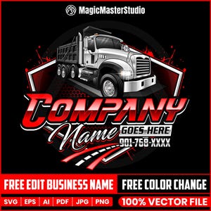 Mack Truck Logo, Dump Truck Logo, Truck Logo SVG, Industry, Heavy, Machinery, Trucking Logo Design, Construction Trucking Company Sign Logo