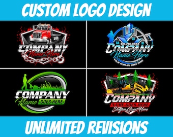 Custom Towing Trucking Logistics Automotive Lawn Care Auto Detailing Repair Car Wash Excavation Power Pressure Washing Business Logo Design