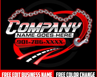 Towing Logo Design, Trucking Logo, Towing Truck Logo Silhouette, Towing Logo Template, Tow Chain Svg, Tow Truck 18 Wheeler, Towing Service