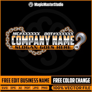 Customizable Digital Trucking Logo with Your Company Name in a Combination of Cursive & 3D Lettering, 3D Text Logo for Truck Business Owner