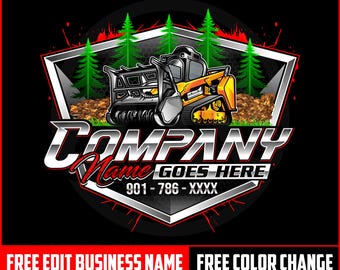 Excavator Construction Industrial Machinery Bulldozer Excavation Excavator Skid Steer Mini  Heavy Equipment Digging Mining Logo Design