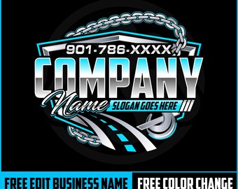 Customizable Digital Trucking Logo with Your Company Name in a Combination of Cursive & 3D Lettering, 3D Text Logo, 3D Business Towing Logo