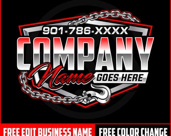 Customizable Digital Trucking Logo with Your Company Name in a Combination of Cursive & 3D Lettering, 3D Text Logo, 3D Business Towing Logo
