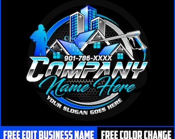 Power Pressure Washing Logo, Wash logo, Pressure Logo, House Washing Logo, Clean Logo, Power Washing Logo, Modern Home Cleaning Washing Logo