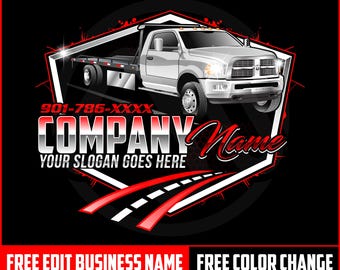 Trucking Logo Design, Hotshot Trucking Logo, Heavy Duty logo, Pickup Logo, Flatbed Trailer Logo, Pickup Trailer Transportation Logo Design