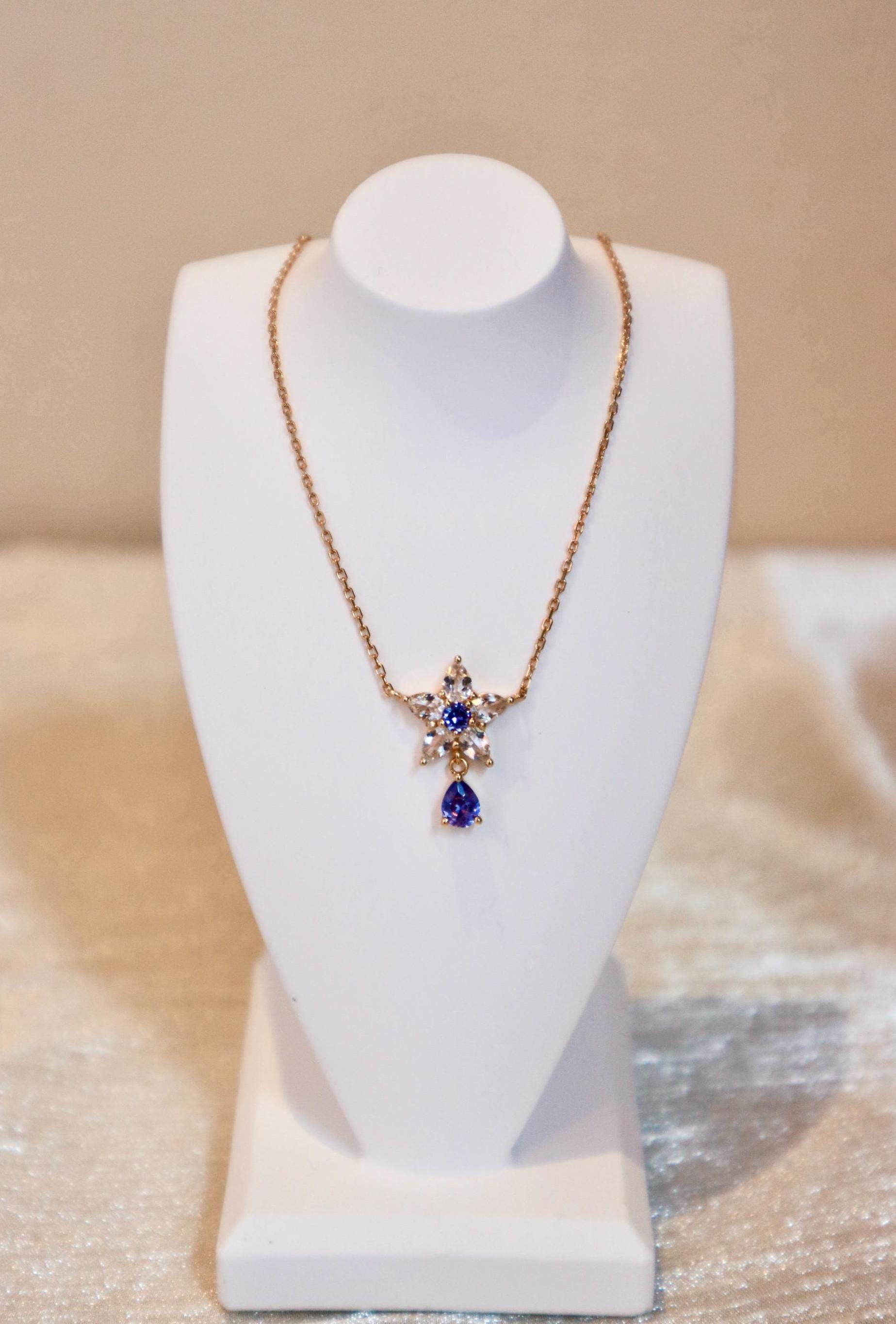 URTHEONE 925 Sterling Silver Pendant Necklace - Purple Tanzanite Clover, 14K White Gold Plated