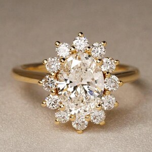 2 CT Oval Cut Moissanit Diamant Verlobungsring, 14K Massivgold, Geschenk für ihren Jahrestag Ring Hochzeitsgeschenk Handgemachter Vorschlag Ring