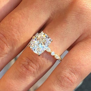 3 CT Elongated Cushion Moissanite Engagement Ring/ 9K/14K/18K Solid Gold Promise Ring/ Anniversary Gift for Women/ Birthday Gift for Her