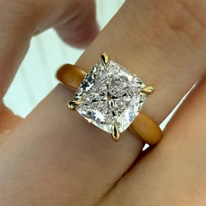 Elongated Cushion Moissanite Ring |2 Carat Cushion Cut Solitaire Engagement Ring | Elongated Cushion Diamond Ring |Vintage Anniversary Ring