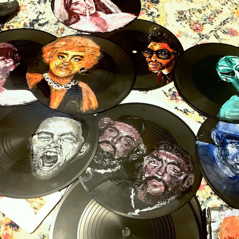 Painted Vinyl Record - Etsy