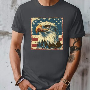 Camisa retro de la bandera del águila del 4 de julio, camisa patriótica, camiseta de la bandera de EE. UU., camiseta patriótica del águila, camiseta del águila, camiseta gráfica para hombre, camisa de la libertad