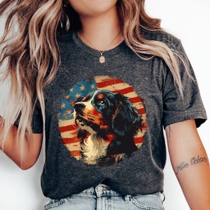 Retro American flag with dog fourth of July t-shirt, Patriotic pet shirt, fourth of July dog shirt, USA flag pet tee, 4th of July tee
