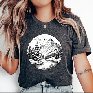 Mountains t-shirt, Hand Drawn Mountain Hiking Shirt, Camping Tee, Outdoor hiking shirt, Outdoor adventure shirt