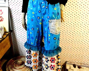 Pants Bloomers, Ruffled Pantaloons, Skirt/Pants, Prairie Mori, Eyelet ruffled hem, Wide Leg Trousers