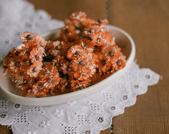 Vintage Orange Millinery Fabric Flowers