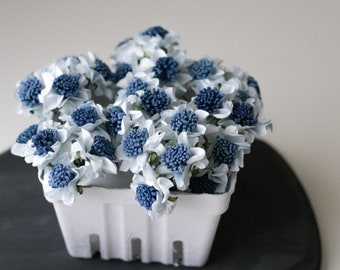 72 Muted Blue Pom Paper Flowers