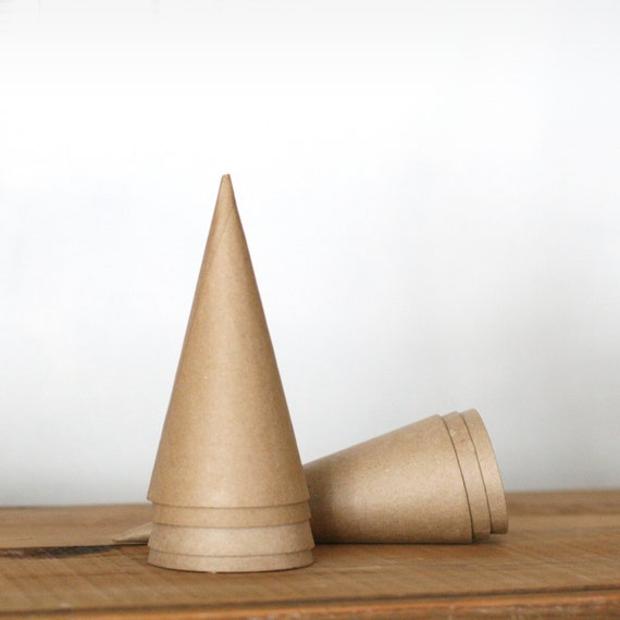 Brown Kraft Paper Mache Cones 4/Pressed Etsy