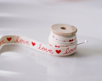 25 Yard Roll of Love Print Valentine's Day twill cotton ribbon/3/8"
